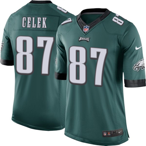 Men's Limited Brent Celek Nike Jersey Midnight Green Home - #87 NFL Philadelphia Eagles